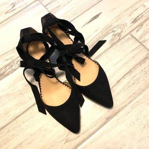 LOFT Suede Ankle Tie Flats